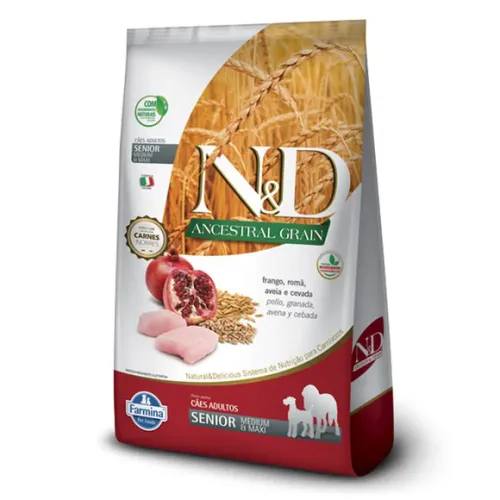 Farmina N&D Ancestral Grain Cães Sênior Medium e Maxi Frango 2,5 kg