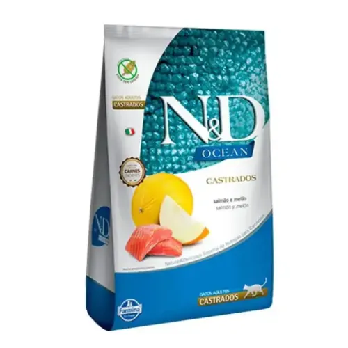 Farmina N&D Ocean Gatos Adultos Castrados Salmão e Melão 1,5 kg