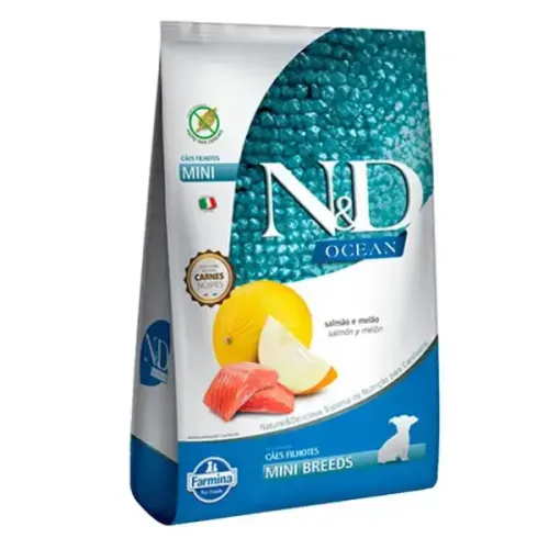 Farmina N&D Ocean Cães Filhotes Raças Pequenas Salmão e Melão 800 g