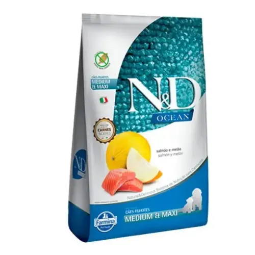 Farmina N&D Ocean Cães Filhotes Raças Médias e Grandes Salmão e Melão 2,5 kg