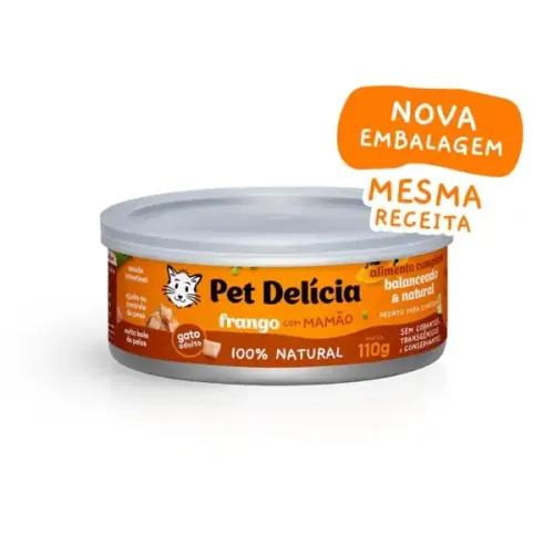 Ração Úmida Pet Delícia Gatos Frango com Mamão 110 g