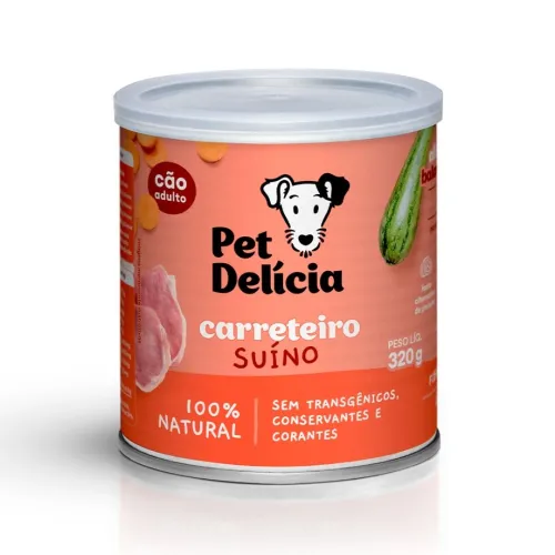 Ração Úmida Cão Pet Delícia Natural Carreteiro SuÃ­no 320g