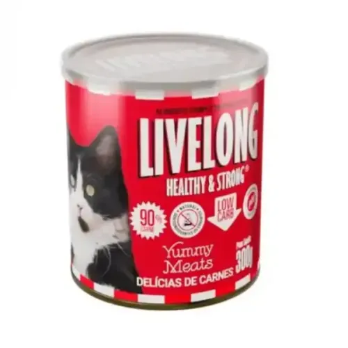 Alimento Natural Livelong Sabor Delícias De Carne Gatos 300 g