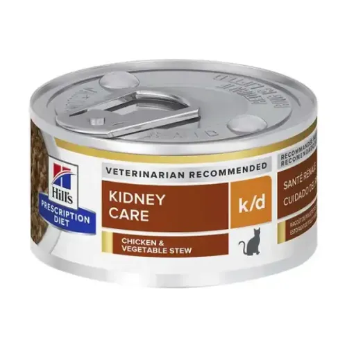 Ração Úmida Hills Prescription Diet K/D Gatos Cuidado Renal Frango e Vegetais 82 g