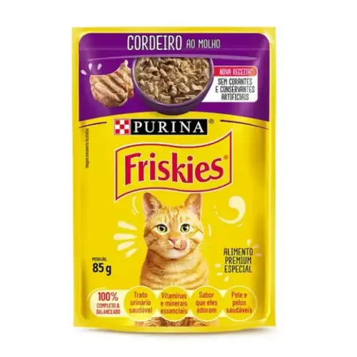 Ração Úmida Friskies para Gatos Adultos Cordeiro ao Molho 85 g