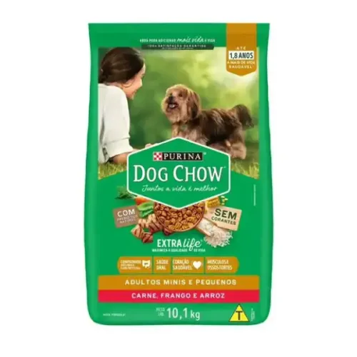 Dog Chow Cães Adultos Minis e Pequenos Carne, Frango e Arroz 10,1 kg