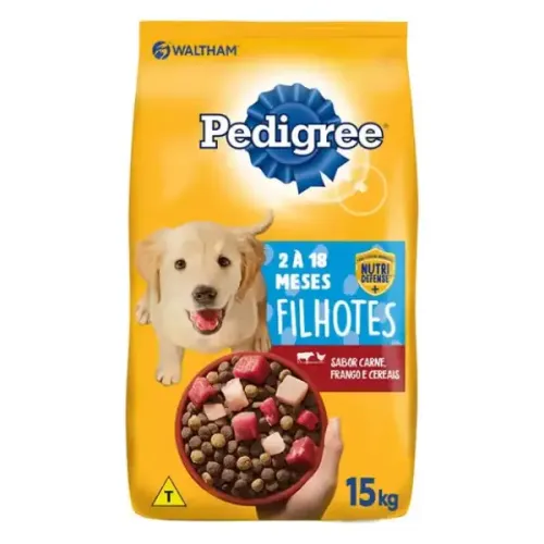 Pedigree Cães Filhotes Raças Médias e Grandes Carne Frango e Cereais 15 kg