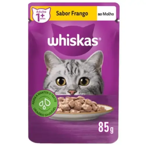 Ração Úmida Whiskas Sachê Frango ao Molho Gatos Adultos 85 g