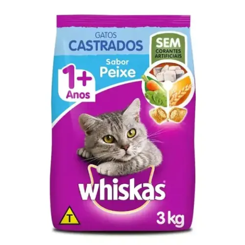 Whiskas Gatos Castrados Peixe 3 kg