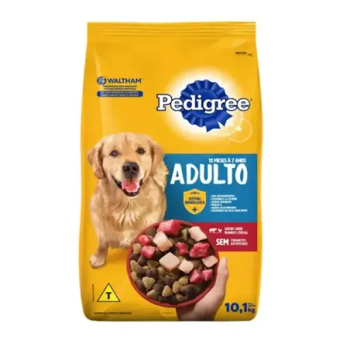 Pedigree Cães Adultos Raças Médias e Grandes Carne, Frango e Cereais 10,1 kg