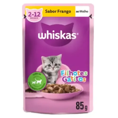 Ração Úmida Whiskas Sachê Frango ao Molho Gatos Filhotes 85 g