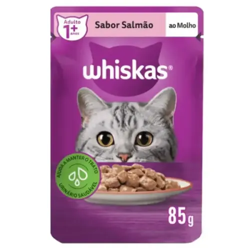 Ração Úmida Whiskas Sachê Salmão ao Molho Gatos Adultos 85 g
