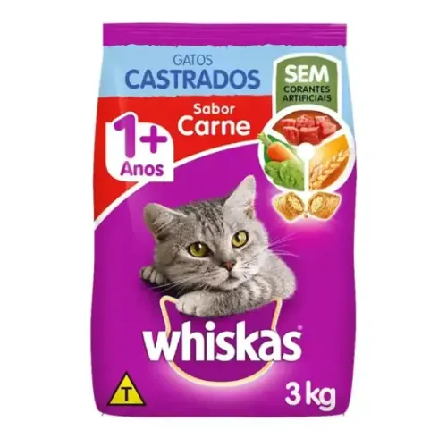 Whiskas Gatos Castrados Carne 3kg