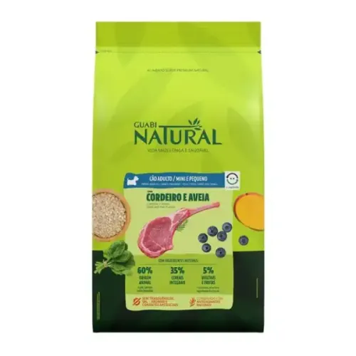 Guabi Natural Cães Adultos Raças Mini e Pequeno Cordeiro e Aveia 1 kg