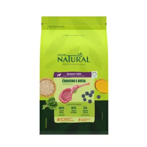 Guabi Natural Cães Adultos Porte Médio Cordeiro e Aveia 2,5 kg