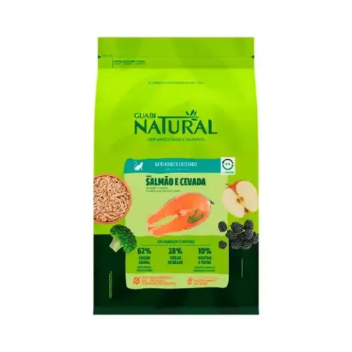 Guabi Natural Gatos Adultos Castrados Salmão e Cevada 1,5 kg