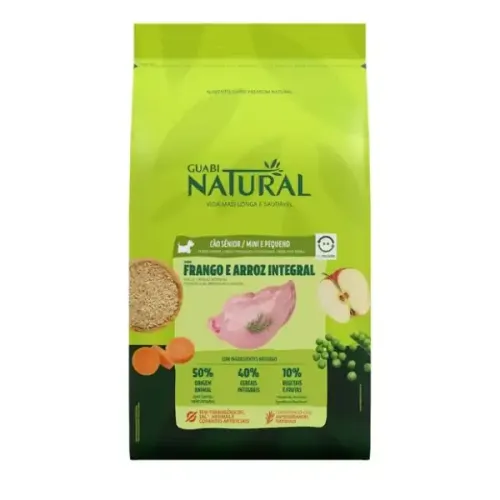 Guabi Natural Cães Sênior Raças Mini e Pequeno Frango e Arroz Integral 2,5 kg