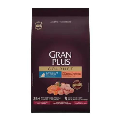 GranPlus Gourmet Gatos Adultos Castrados Salmão e Frango 1 kg