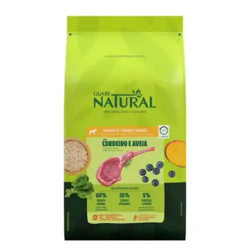 Guabi Natural Cães Adultos Grandes Cordeiro e Aveia 12 kg