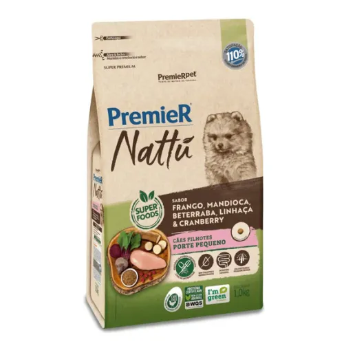 Premier Nattu Cães Filhotes Mandioca Pequeno Porte 1 kg