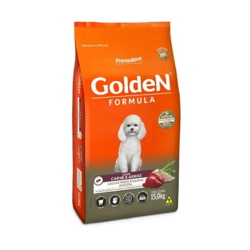 Golden Formula Cães Adultos Raças Pequenas Carne e Arroz Mini Bits 15 kg