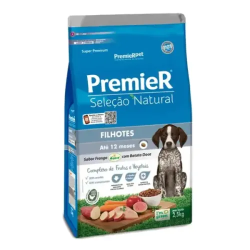 Premier Seleção Natural Cães Filhotes Frango com Batata Doce 2,5 kg
