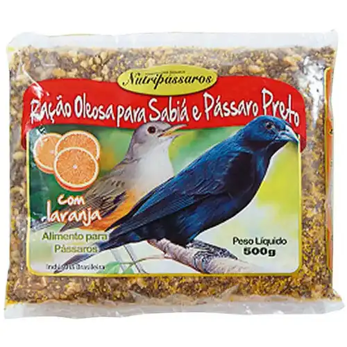 Ração Oleosa para Sabiá e Pássaro Preto Nutripássaros com Laranja 500 g