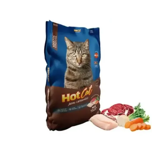 Ração Hot Cat Gatos Adultos E Filhotes Sem Corantes 25 Kg