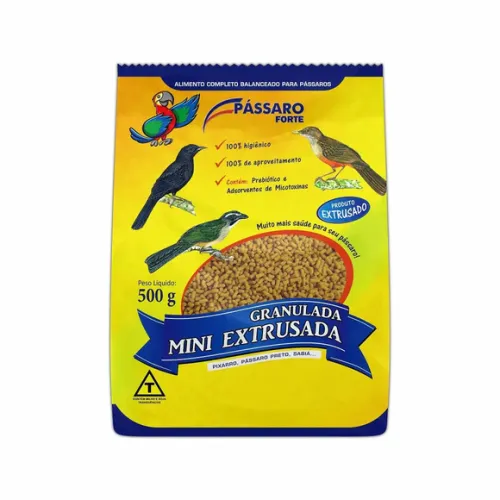 Ração Granulada Fina Mini Extrusada Pássaro Forte 500 g