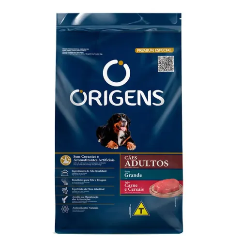 Origens Cães Adultos Porte Grande Carne e Cereais 15kg