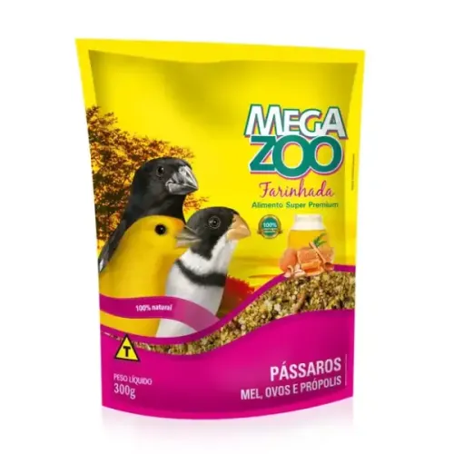Farinhada Megazoo para Pássaros Mel, Ovos e Própolis 300 g