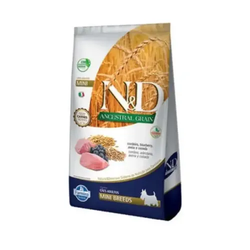 Farmina N&D Ancestral Grain Cães Adultos Mini Cordeiro 800 g