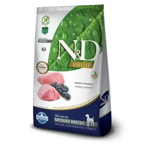 Farmina N&D Prime Cães Adultos Porte Médio Cordeiro e Blueberry 2,5 kg