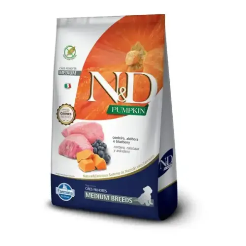Farmina N&D Pumpkin Cães Filhotes Raças Médias Cordeiro 2,5 kg