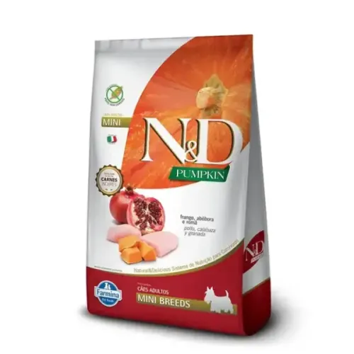 Farmina N&D Pumpkin Cães Adultos Raças Pequenas Frango, Abóbora e Romã 2,5 kg