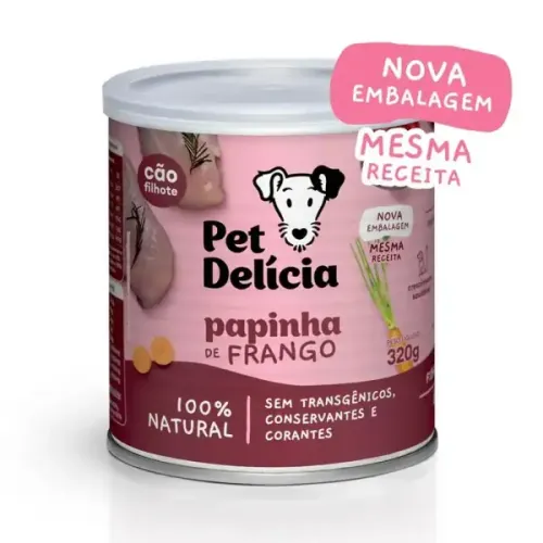 Ração Úmida Pet Delícia Cães Filhotes Papinha de Frango 320 g