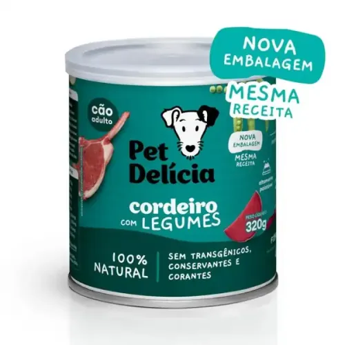 Ração Úmida Cão Pet Delícia Natural Cordeiro com Legumes 320g