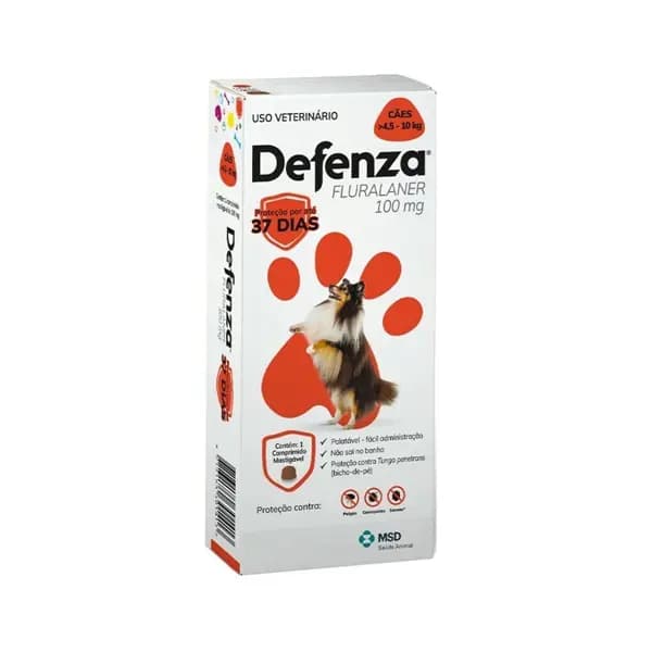 Antipulgas Defenza 100 mg Cães 4,5 a 10 kg