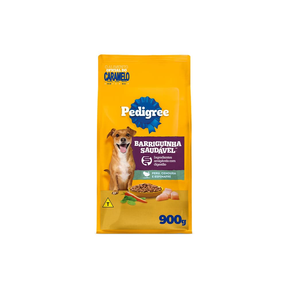Ração Pedigree Barriguinha Saudável para Cães Adultos de Raças Pequenas e Minis Sabor Peru 900 g