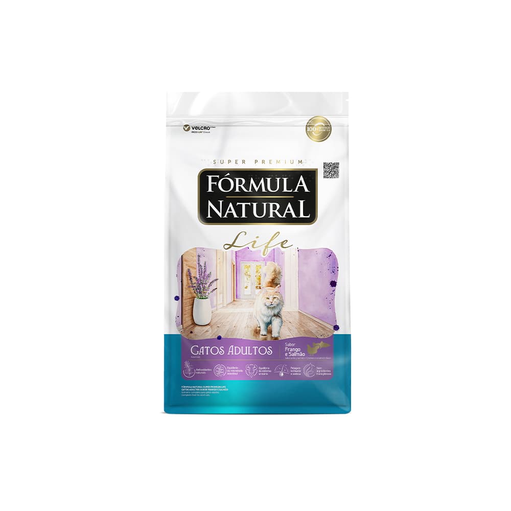 Ração Fórmula Natural Life para Gatos Adultos Sabor Frango e Salmão 1 kg