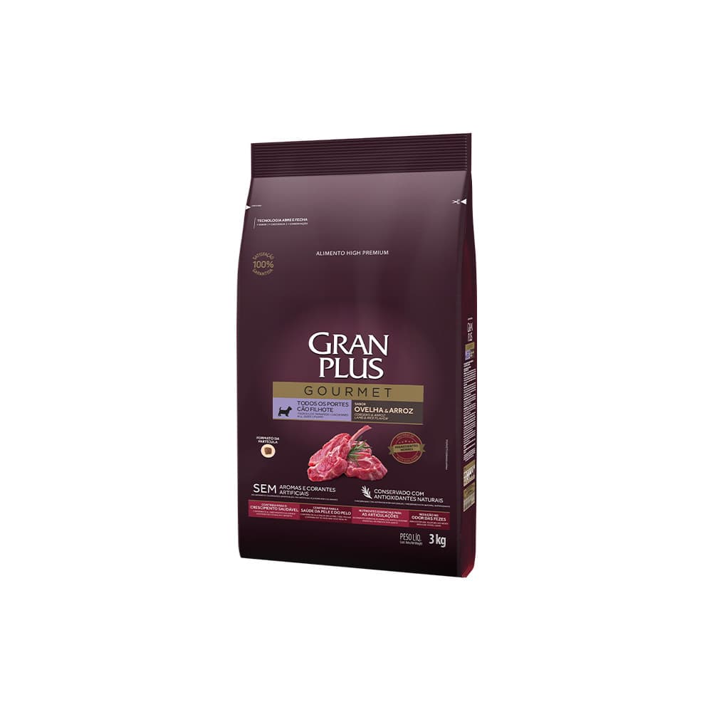 Ração GranPlus Gourmet para Cães Filhotes de Todos os Portes Sabor Ovelha e Arroz