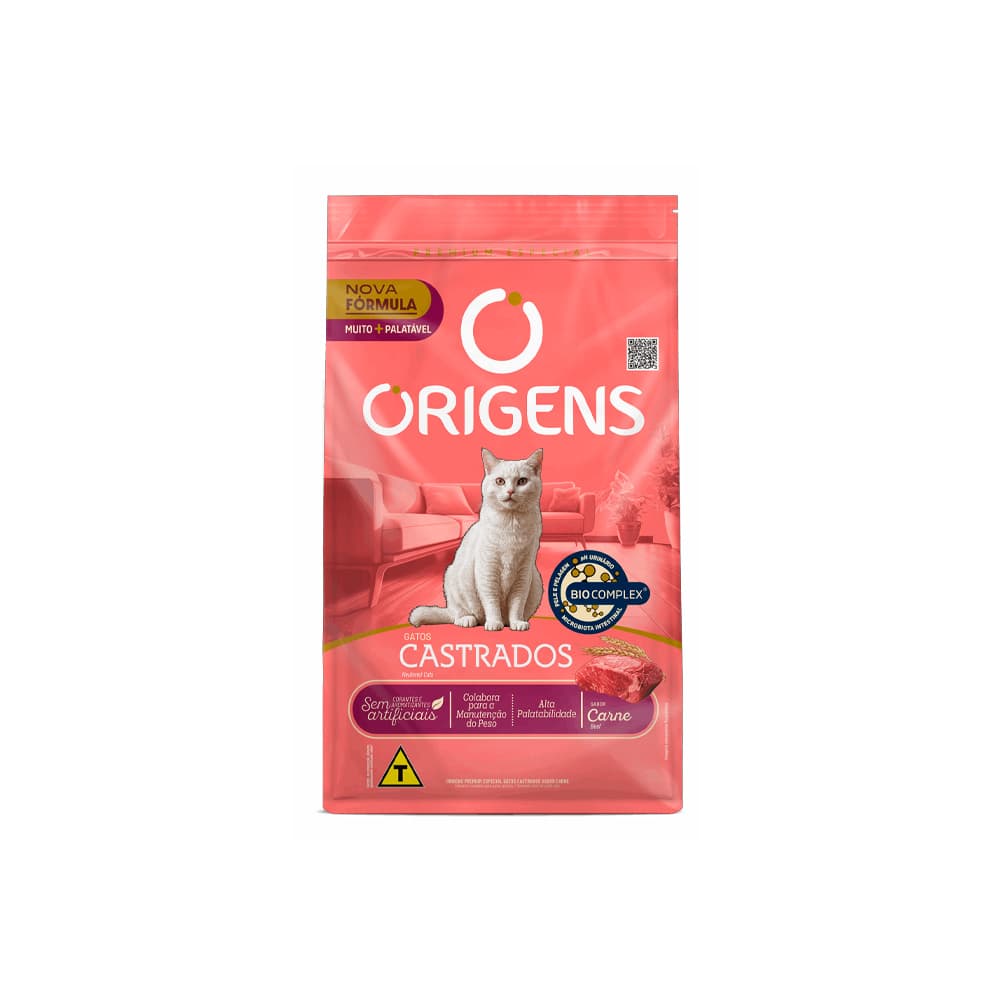 Ração Origens para Gatos Castrados Sabor Carne