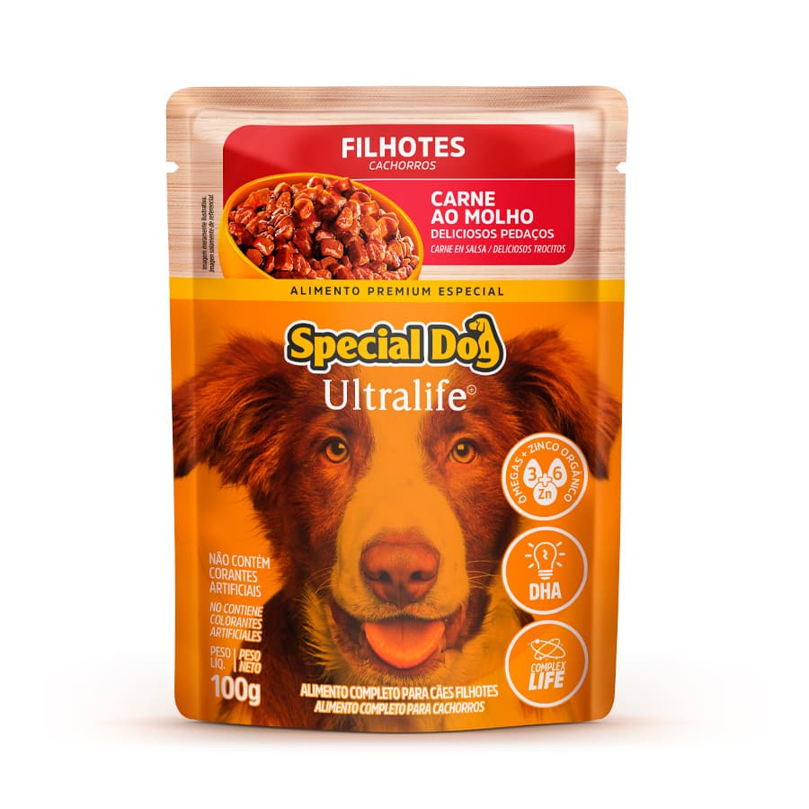 Ração Úmida Special Dog Ultralife para Cães Filhotes Sabor Carne ao Molho 100g