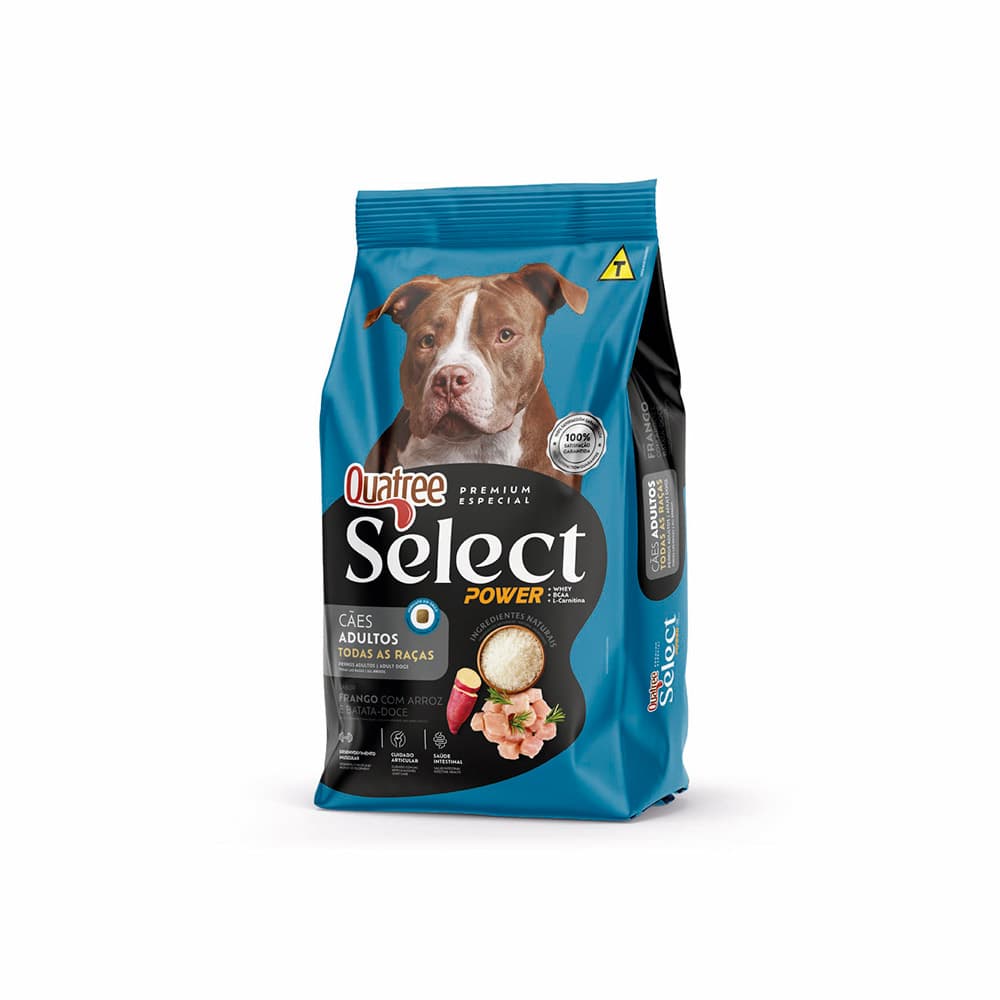 Ração Quatree Select Power para Cães Adultos Sabor Frango com Arroz e Batata Doce 15 kg