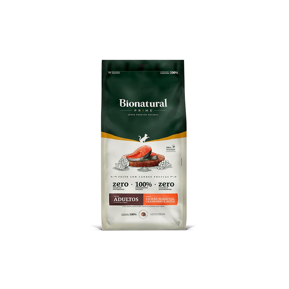 Ração Bionatural Prime Gatos Adultos Sabor Salmão 1,5 kg
