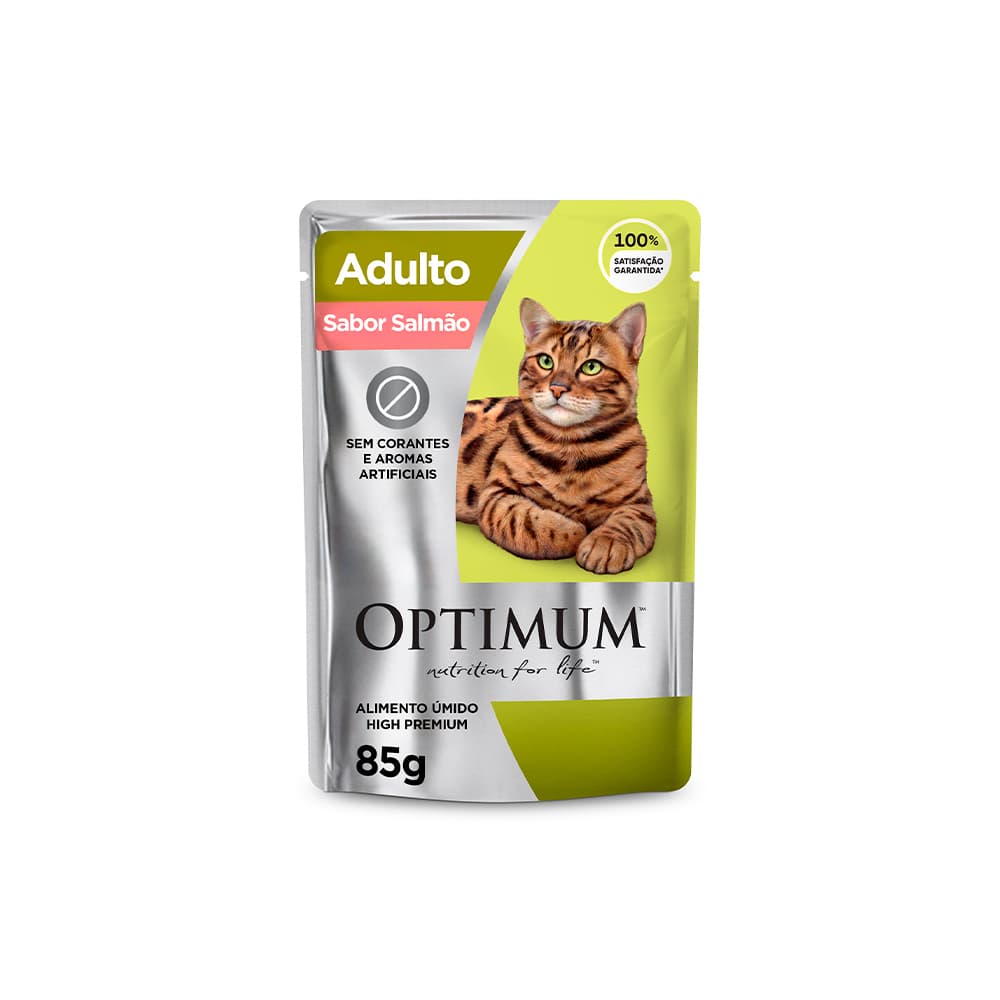 Ração Úmida Optimum Sachê para Gatos Adultos Sabor Salmão 85g