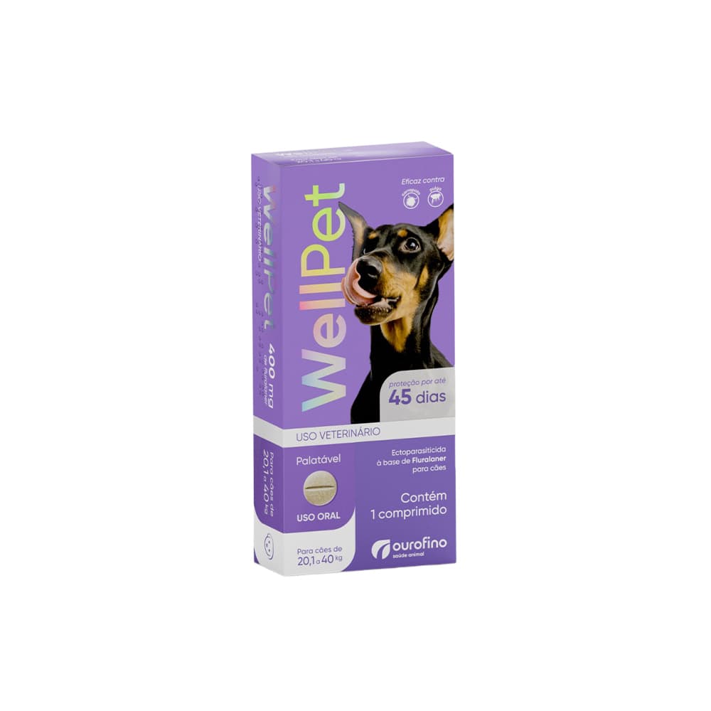Antiparasitário Ourofino WellPet para Cães de 20,1 a 40 kg 400 mg
